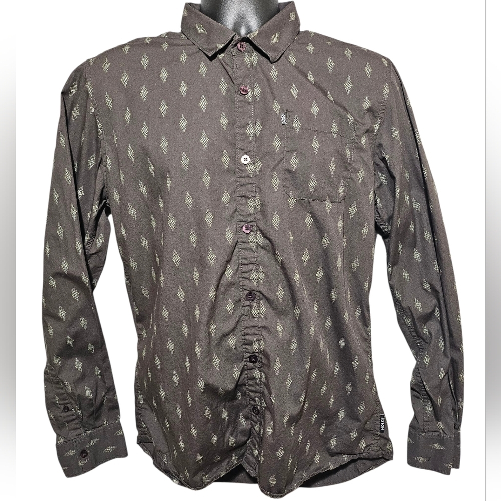 Noize Amsterdam Brown Gray Long Sleeve Button Up Shirt Large